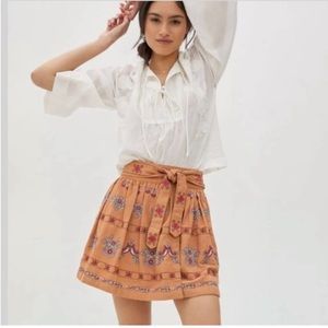 Anthropologie Orange Mini Skirt with Pink and Purple Accents